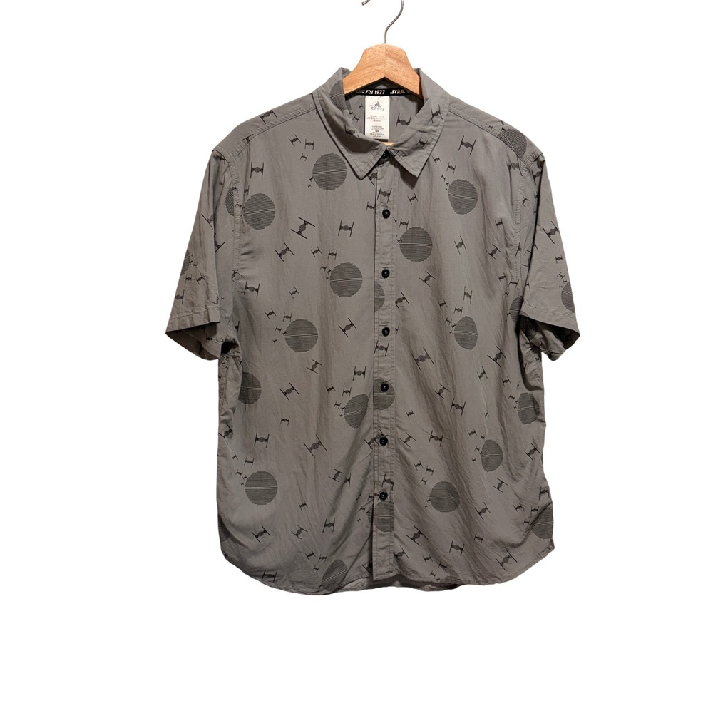 Disney Parks Star Wars TIE Fighters All Over Button Down Short Sleeve Shirt M
